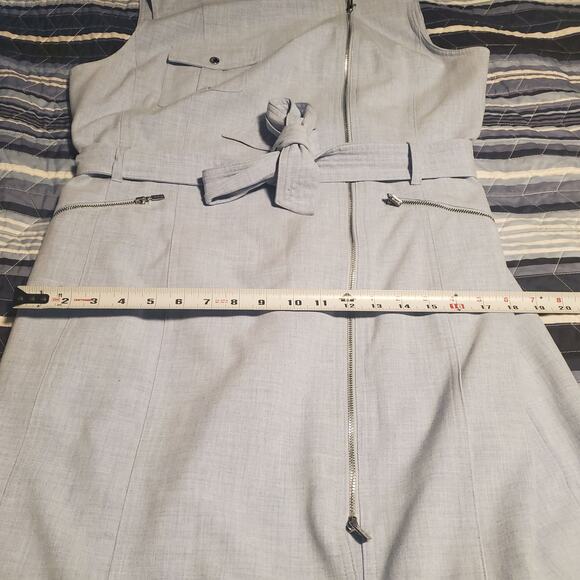 Calvin Klein Size 16 Plus Sleeveless Moto Style Sheath Dress Blue FLAW - Picture 12 of 13